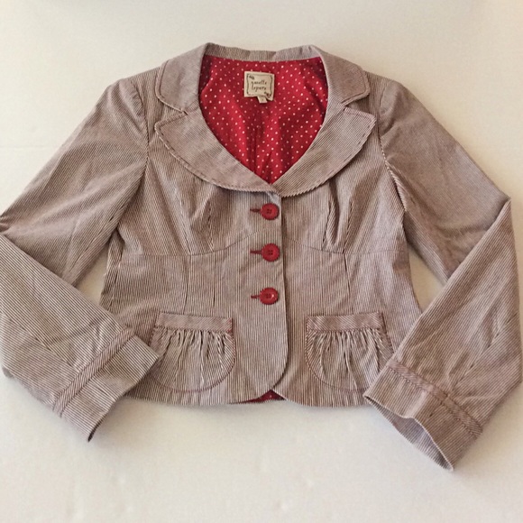 Nanette Lepore Jackets & Blazers - NANETTE LEPORE RED & BLACK STRIPE BLAZER SIZE 8